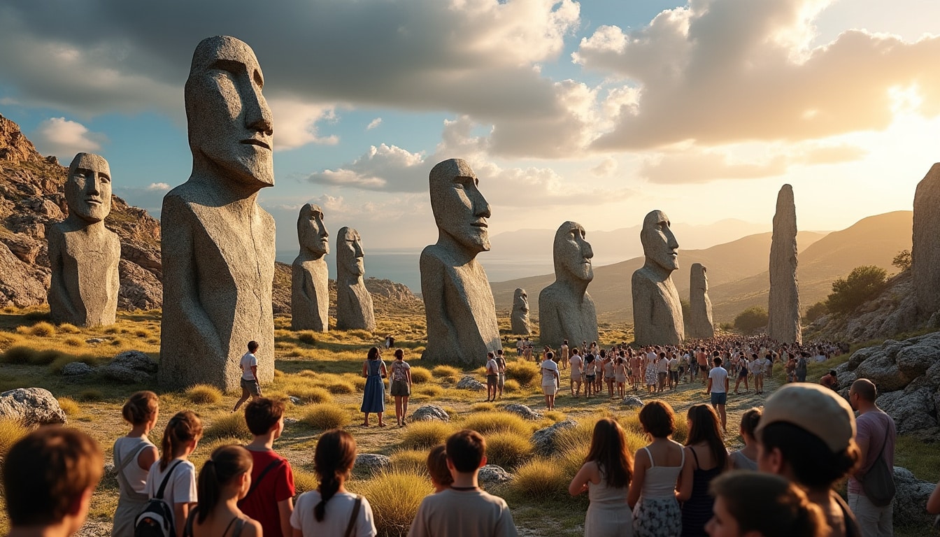 découvrez la fascination du public pour les alignements mystiques du site préhistorique de filitosa, un lieu chargé d'histoire et de mystère en corse.