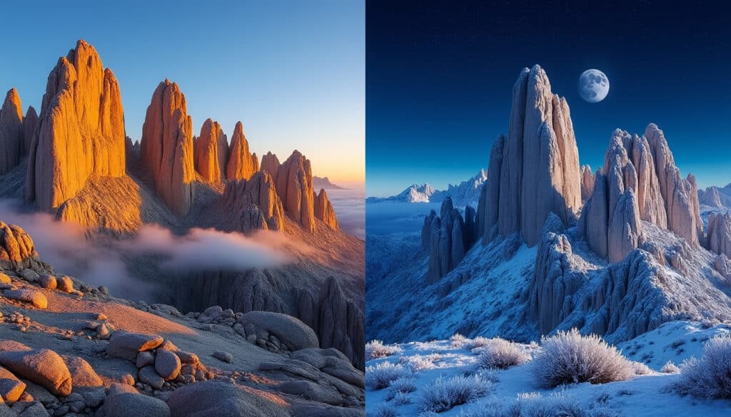 découvrez comment les températures varient de manière extrême entre le jour et la nuit sur les majestueuses aiguilles de bavella, un phénomène naturel impressionnant.